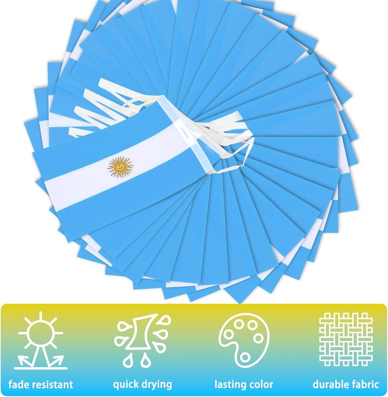 MVPRING Argentina String Flag Pennant Banner, Small Mini Argentinian Flags Bunting Banner, National Country Decoration for School, Party, Sports Events, Patriotic Festival, 33 Feet 30 Flags - Image 4